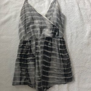 Grey, black, and white romper